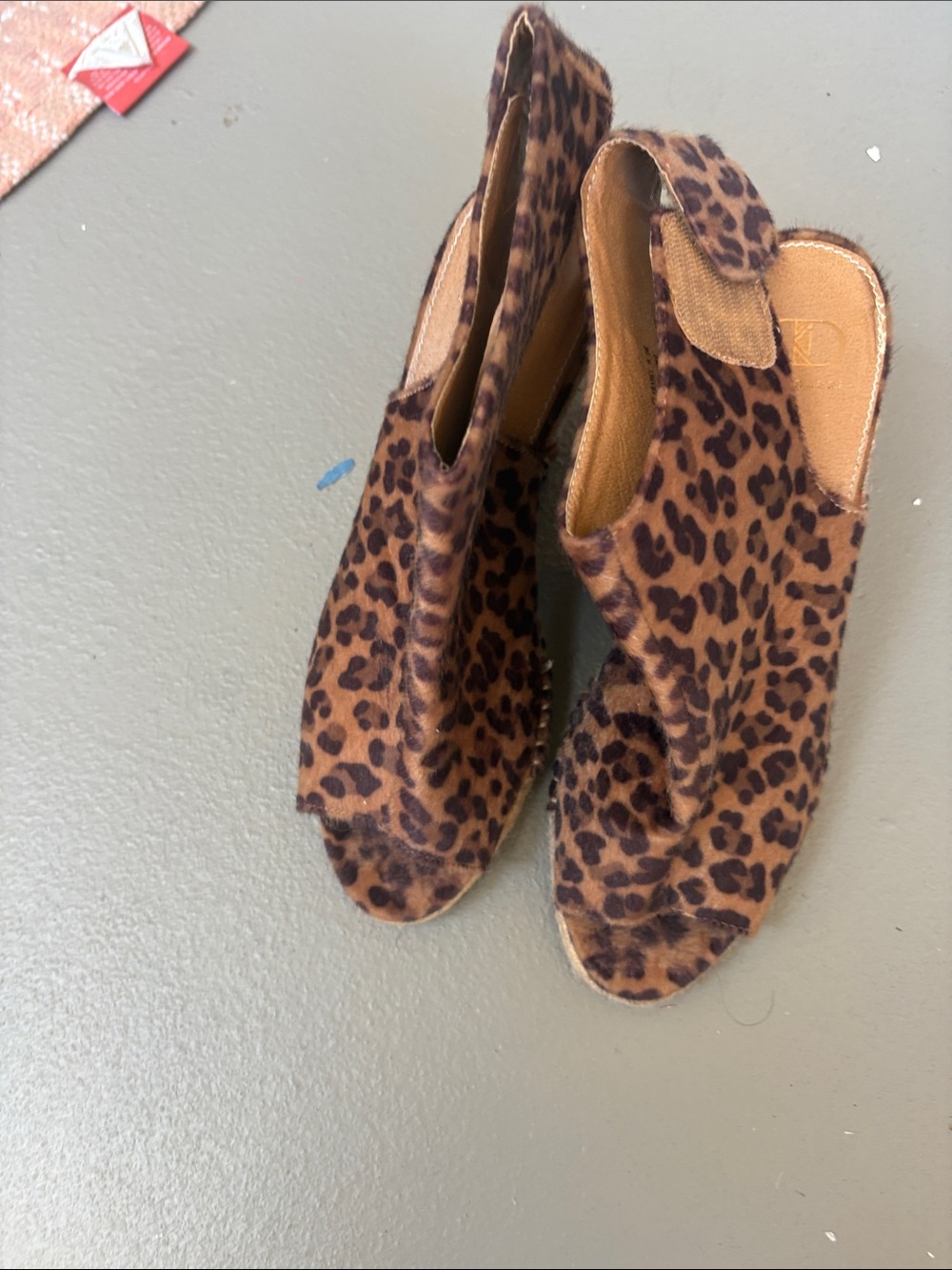 Kelsi Dagger Leopard Print Open-Toe Slingback Heels